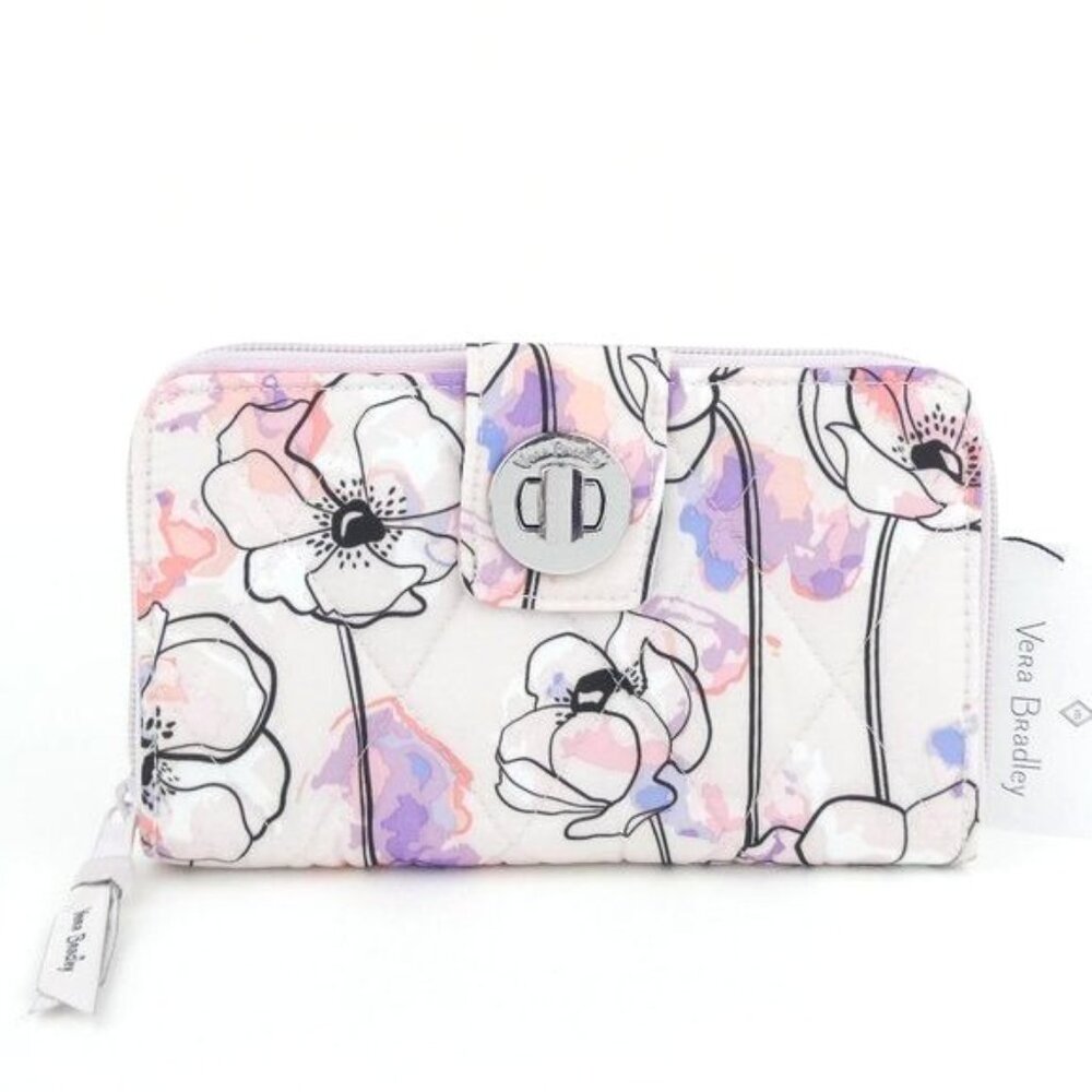 Vera‎ Bradley Anemone Watercolor Ultralight RFID Turnlock Wallet NWT